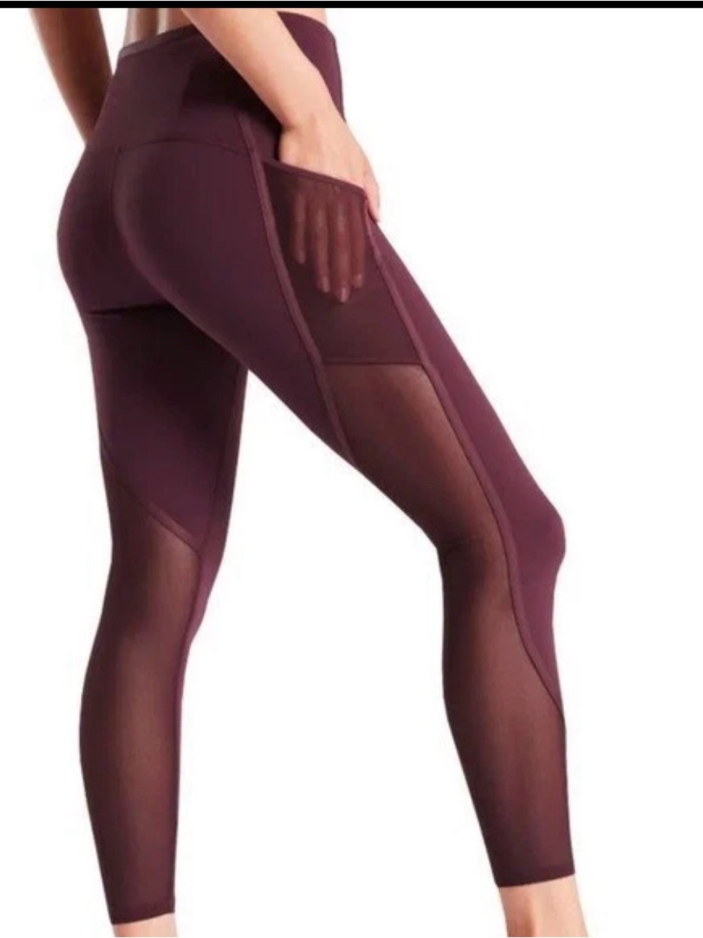 Athleta vitality stash pocket 7/8 tight burgundy size XSP